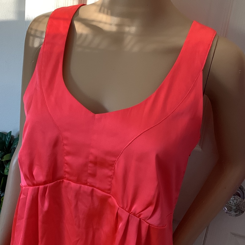Vtg 90s Orange scoop sleeveless babydoll tunic tank top M